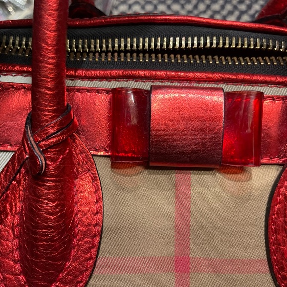 BURBERRY Prorsum Large Red Metallic Satchel - Picture 7 of 8